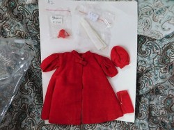 939 BARBIE DOLL RED FLARE COAT, PURSE, HAT, GLOVES, HEELS COMPLETE